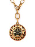 Chanel 1989 CC medallion necklace with gold-tone chain and prominent CC logo pendant, stylish jewelry accessory.