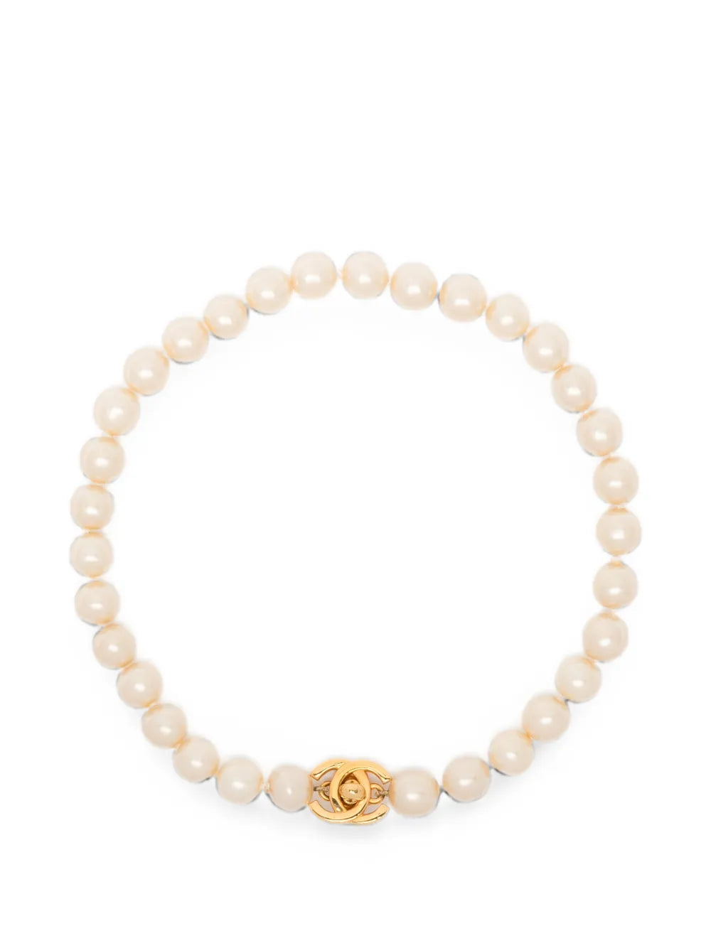 Chanel Coco Turn-Lock choker necklace featuring a pearl and CC logo pendant, stylish jewelry for elegant occasions.