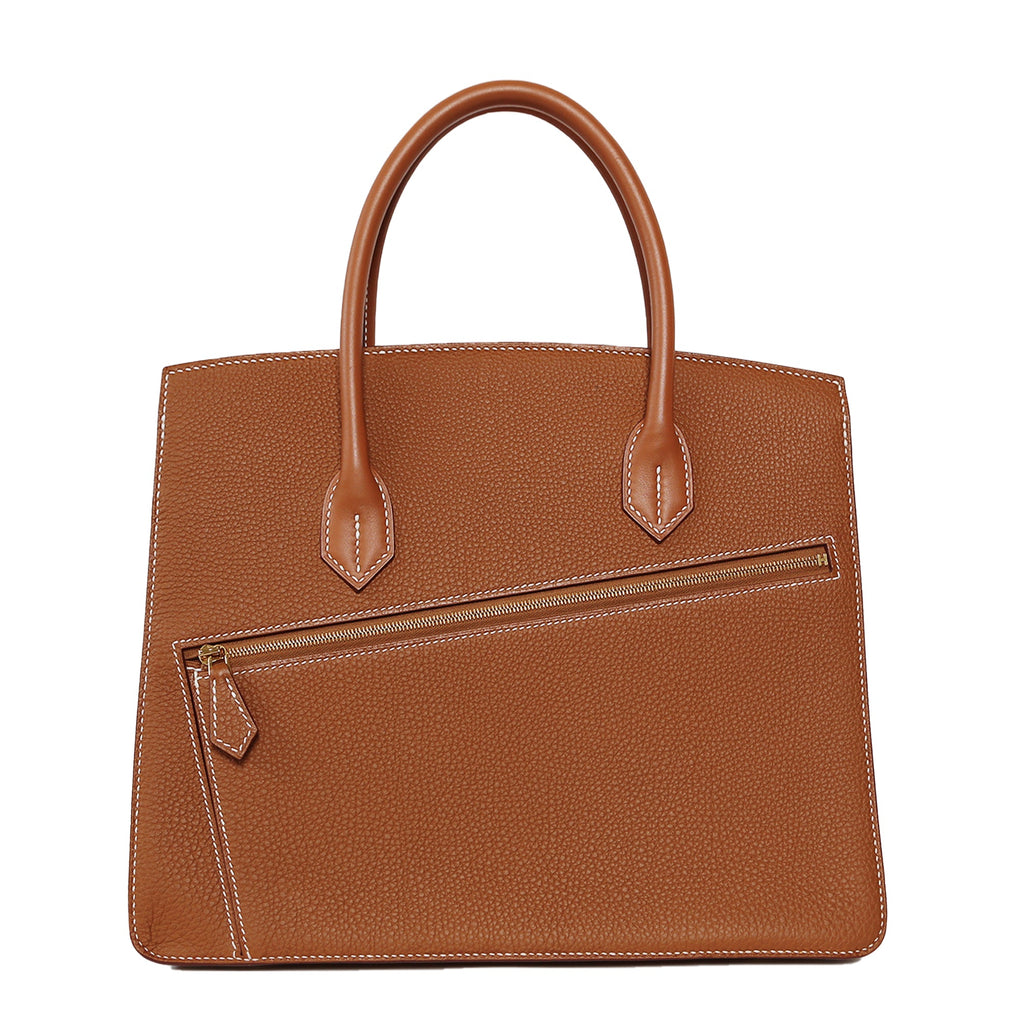 Hermès Birkin 30 Desordre Gold GHW top handle bag with gold hardware, shown from the back view.