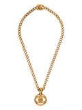 Chanel 1997 CC Turnlock pendant chain necklace featuring a classic silver-tone CC logo and sleek chain design.
