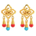 Chanel vintage fringe clip-on earrings with gold-tone metal and dangling fringe design, stylish and elegant accessory.