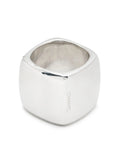 Sterling silver square ring by Chanel featuring a sleek, modern design with clean lines and a polished finish.