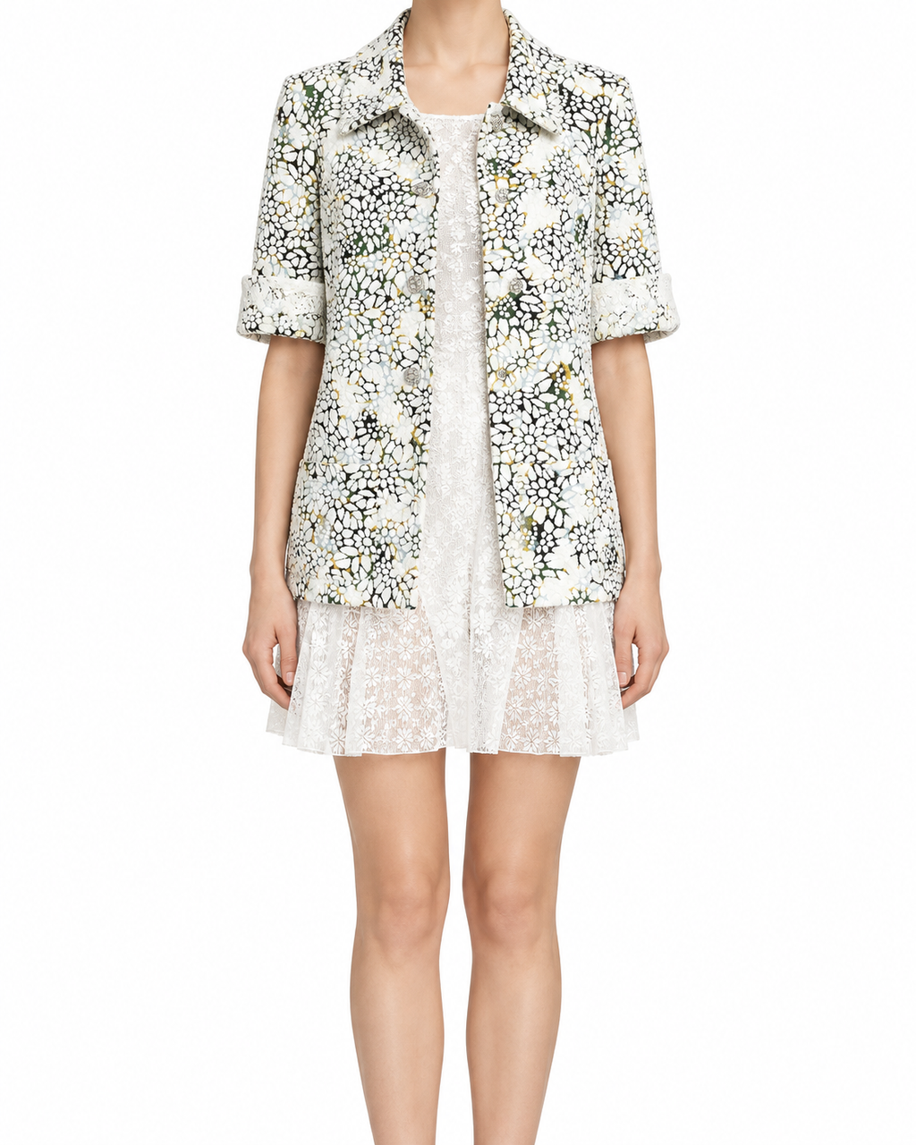 Chanel autumn flower-print blazer with multicolour floral design, tailored jacket with classic fit and elegant style.