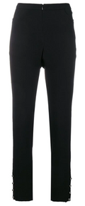Black silk Chanel trousers featuring a tailored fit and sleek design, ideal for elegant and sophisticated style.