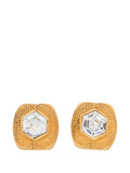 Vintage Chanel clip-on earrings featuring classic gold-tone design and elegant detailing for a timeless accessory.