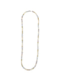 Chanel long pearl sautoir necklace with elegant string of white pearls and gold-tone chain details.