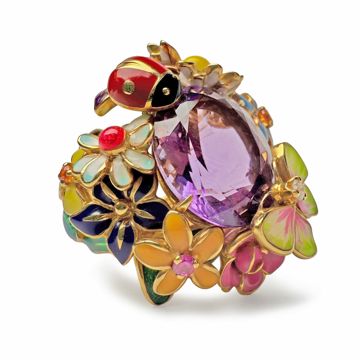 Dior Diorette ring featuring a unique design, silver-tone band with decorative details, shown from the front view.