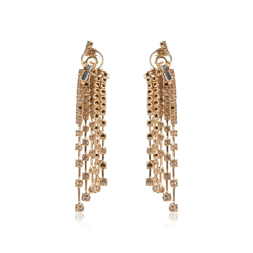Crivelli Waterfall Earrings featuring cascading crystal embellishments and elegant silver-tone hooks.