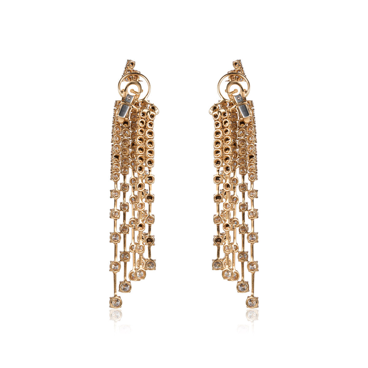 Crivelli Waterfall Earrings featuring cascading crystal embellishments and elegant silver-tone hooks.