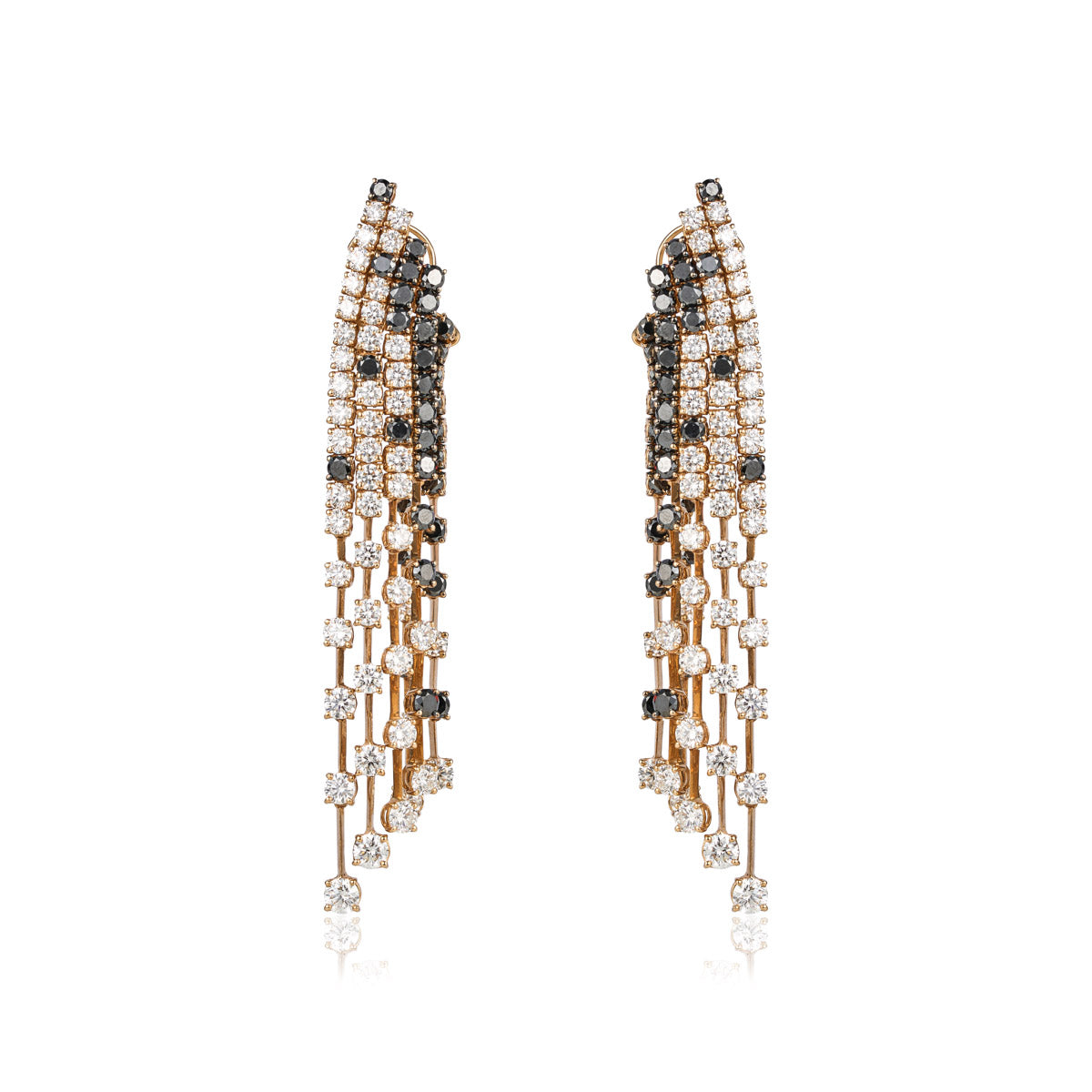 Crivelli Waterfall Earrings featuring cascading design with sparkling gemstones and elegant silver setting.