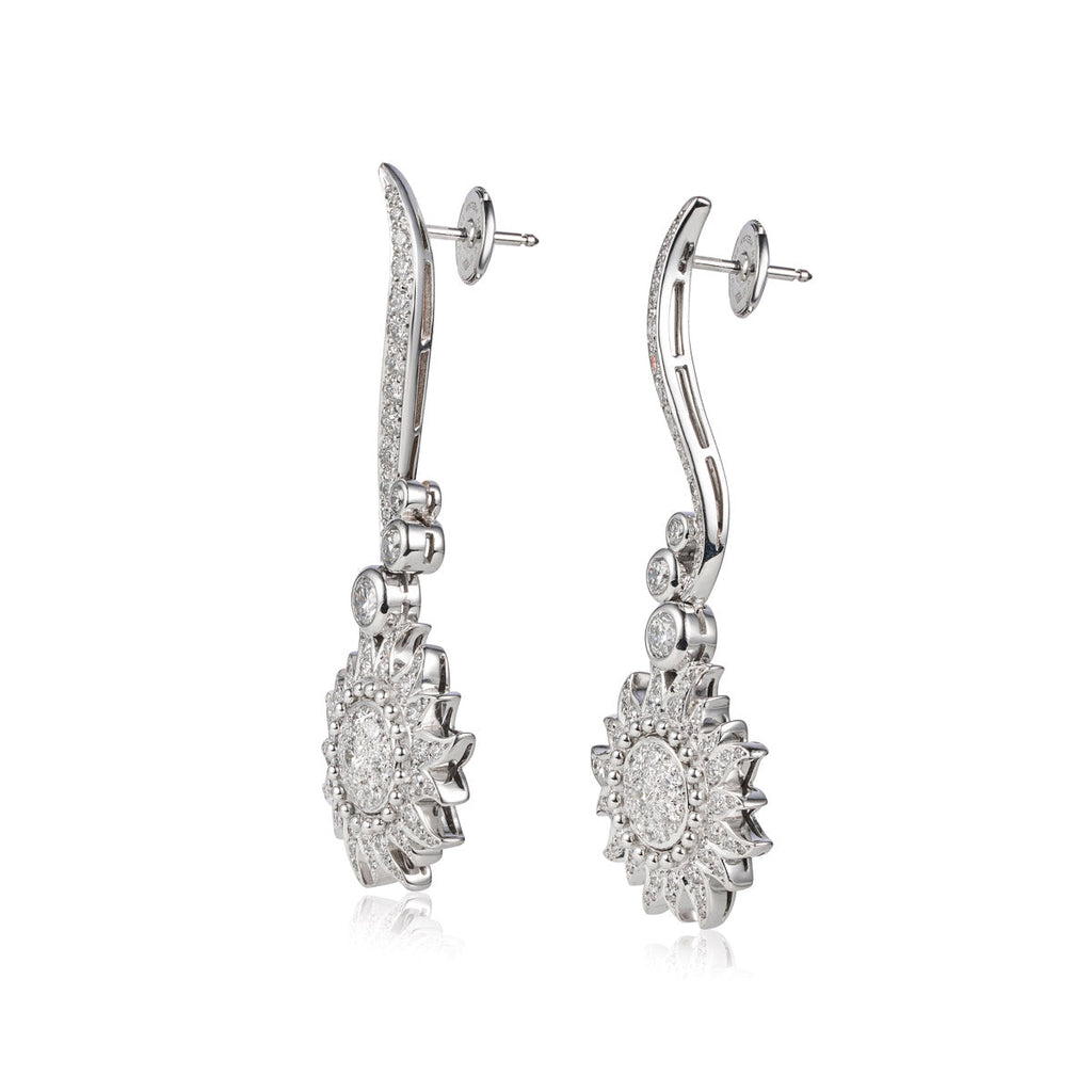 Carrera y Carrera Sol y Sombra diamond sun earrings with gold and diamond accents, featuring a radiant sun design.