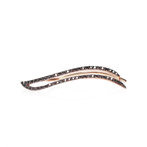 Elegant 18K rose gold and black diamond earrings featuring intricate design, crafted by Vintage Finds.