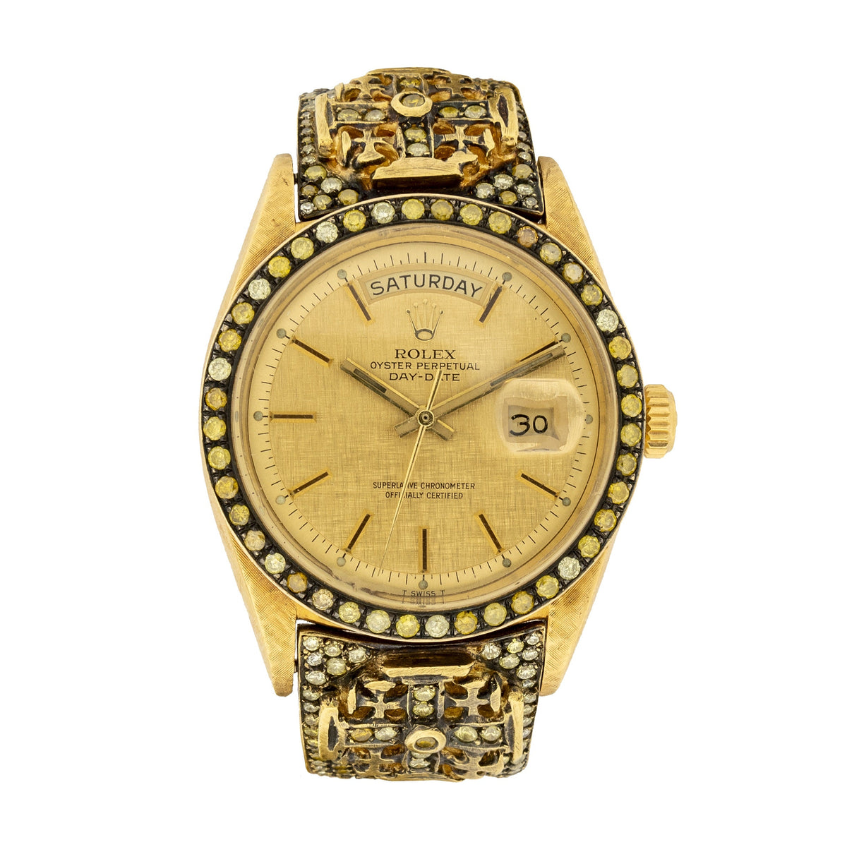 Gold Rolex watch featuring a luxurious design from the Rolex x Loree Rodkin collection, showcasing the elegant timepiece.