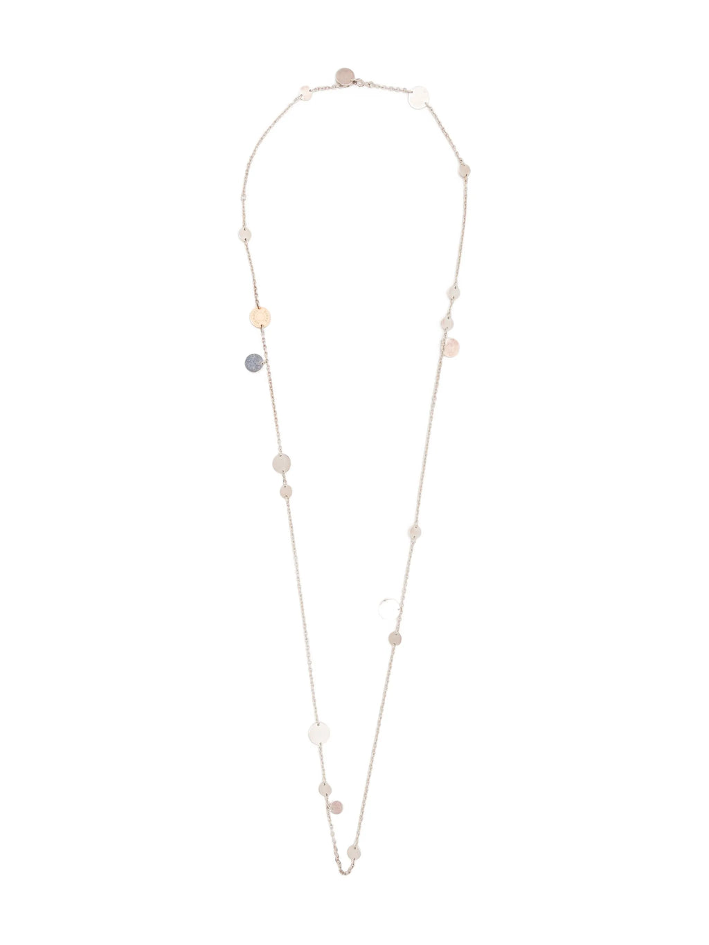 Hermès Ex Libris long necklace with elegant chain and detailed pendant, showcasing luxurious jewelry design.