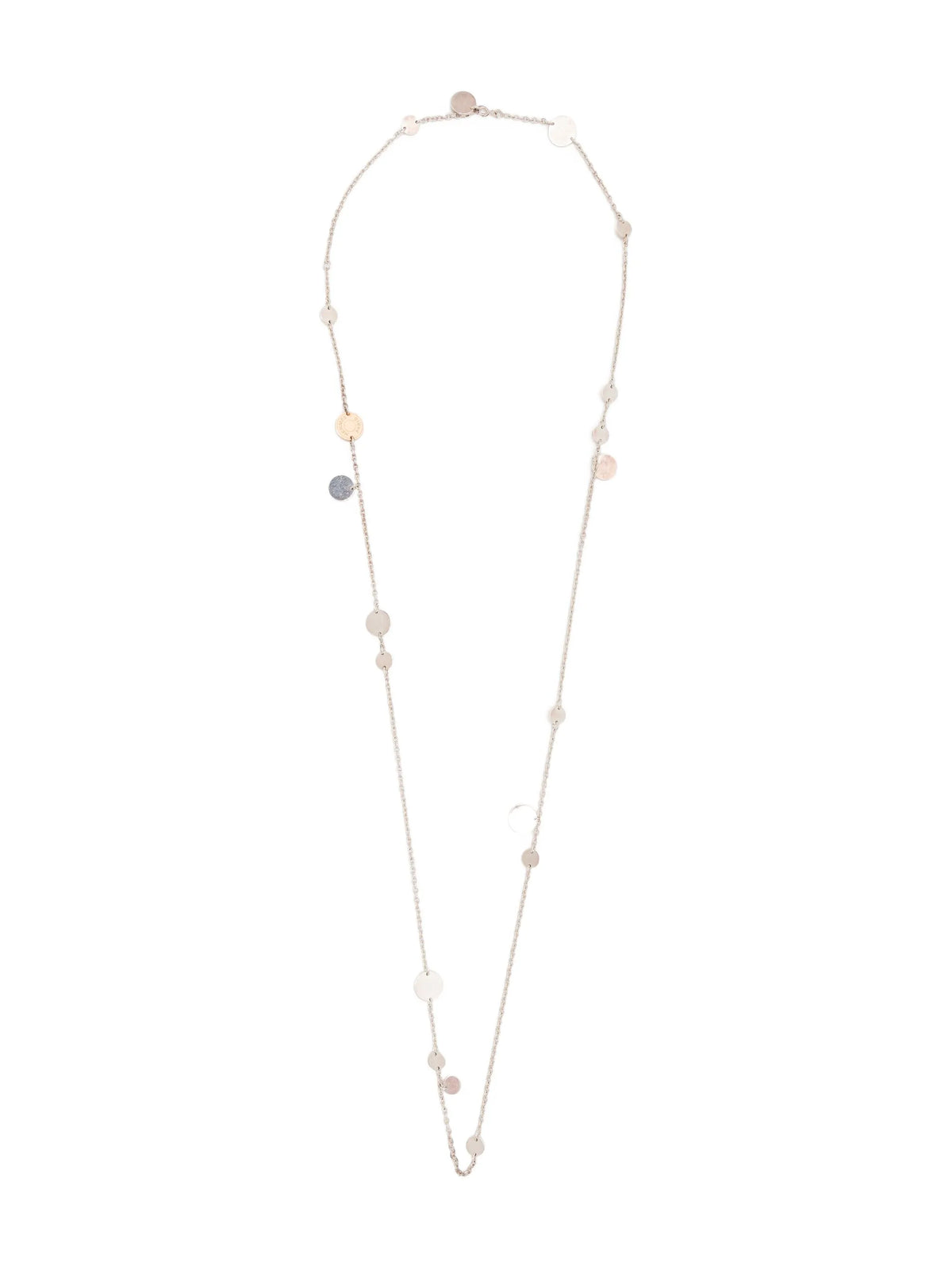 Hermès Ex Libris long necklace with elegant chain and detailed pendant, showcasing luxurious jewelry design.