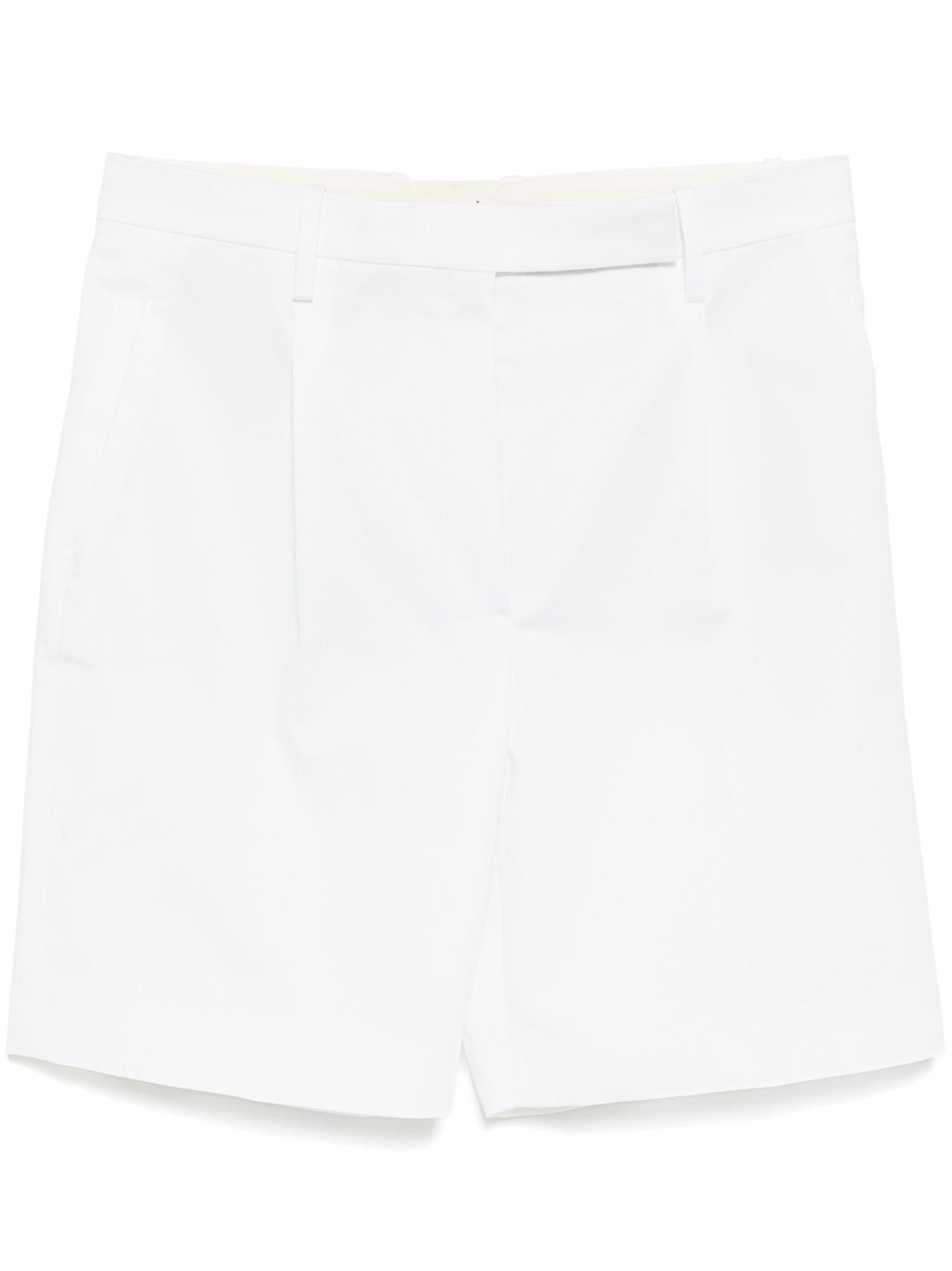 Hermès white pleated Bermuda shorts for women, stylish and tailored, featuring a classic pleated design and comfortable fit.
