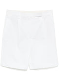 Hermès white pleated Bermuda shorts for women, stylish and tailored, featuring a classic pleated design and comfortable fit.