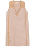 Hermès V-neck beige dress, elegant sleeveless dress with a flowy silhouette, perfect for stylish summer wear.