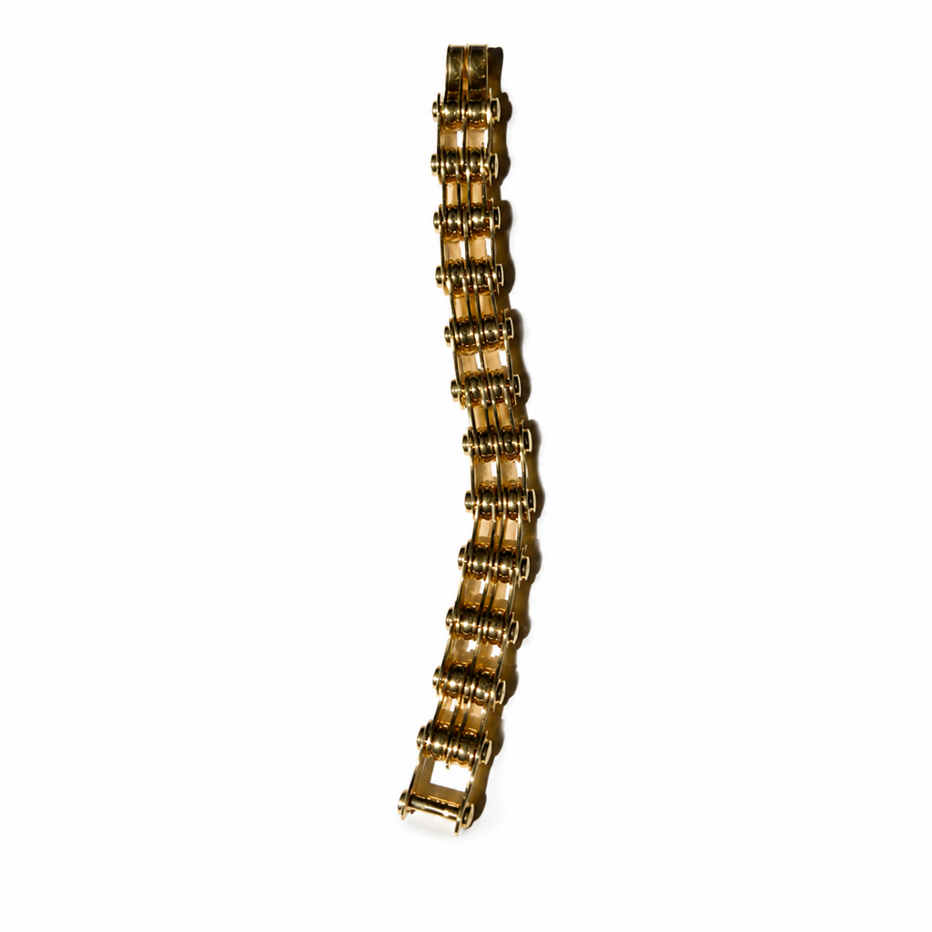 Dior archival John Galliano bicycle chain bracelet with intricate metal links, elegant and stylish jewelry accessory.