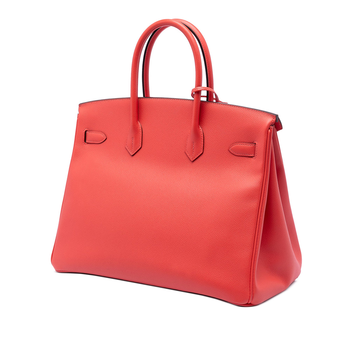 Hermès Birkin 35 Retourne Epsom PHW top handle bag with tan leather and gold hardware, showcasing elegant craftsmanship.