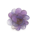 Chanel mauve glass and resin flower brooch with intricate petal details, stylish accessory for clothing or accessories.