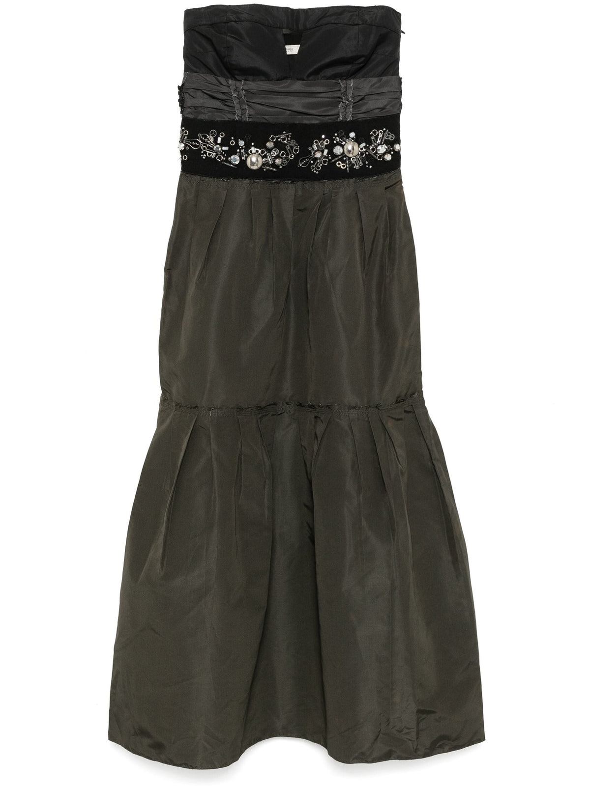 Prada 2006 bead-embellishment dress featuring intricate beadwork and elegant fabric, showcased on a model.