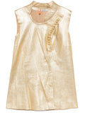 Prada sleeveless golden leather vest with button details, stylish tops garment for a modern, chic look.