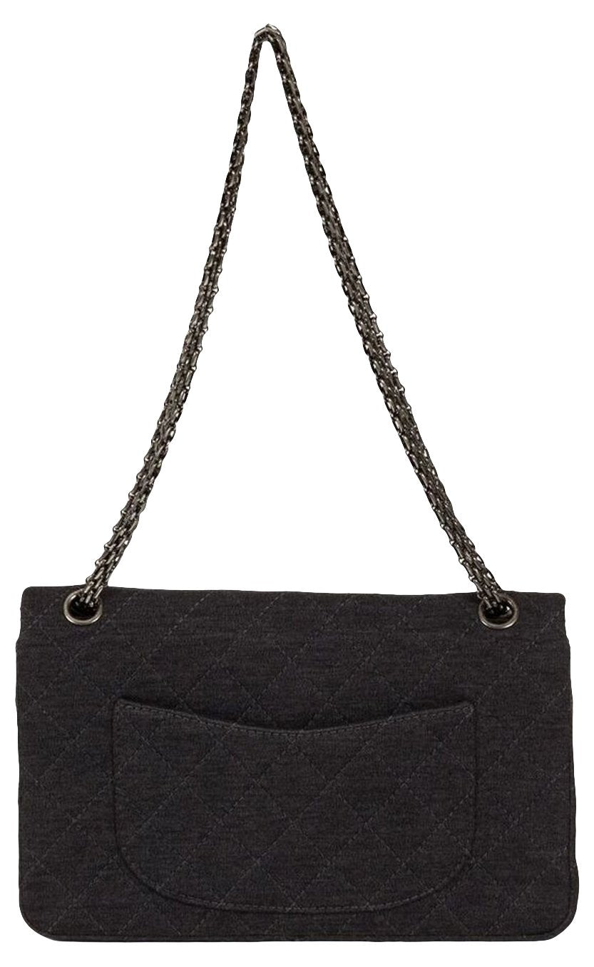 Chanel Gray Jersey Double Flap Bag