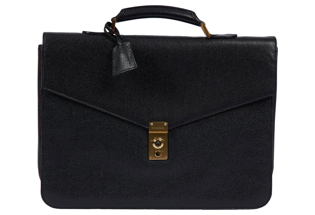 1990s Chanel Black Caviar Briefcase