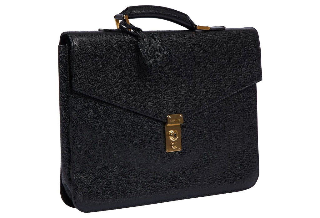 1990s Chanel Black Caviar Briefcase