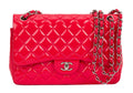 Chanel Coral Patent Jumbo Double Flap