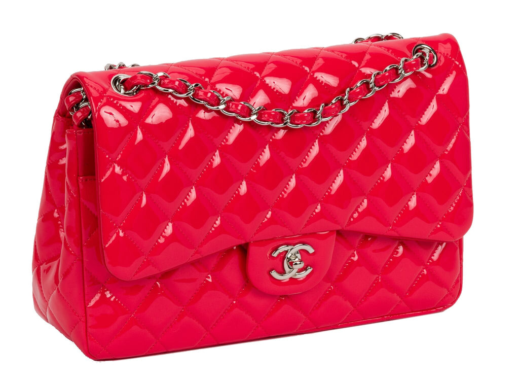 Chanel Coral Patent Jumbo Double Flap