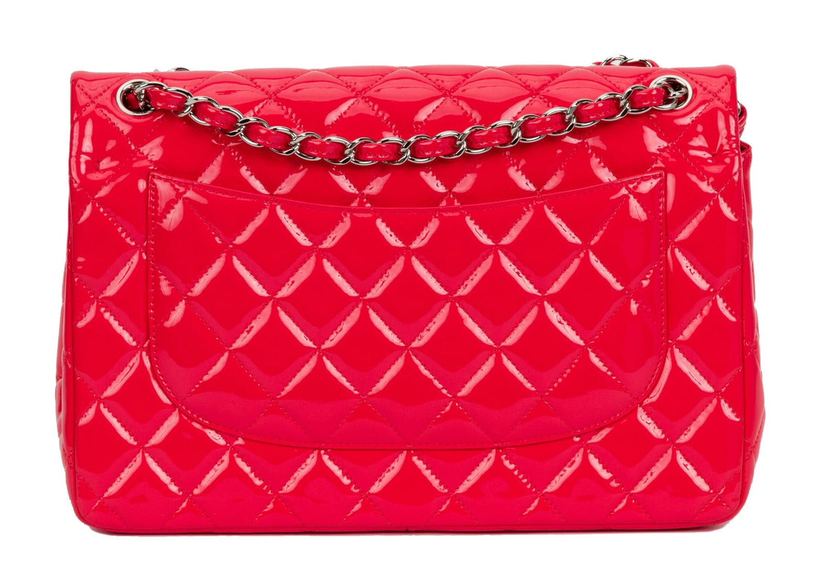 Chanel Coral Patent Jumbo Double Flap