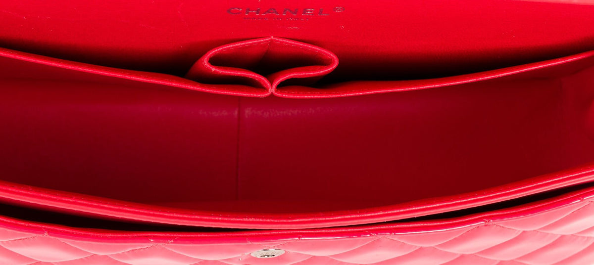 Chanel Coral Patent Jumbo Double Flap