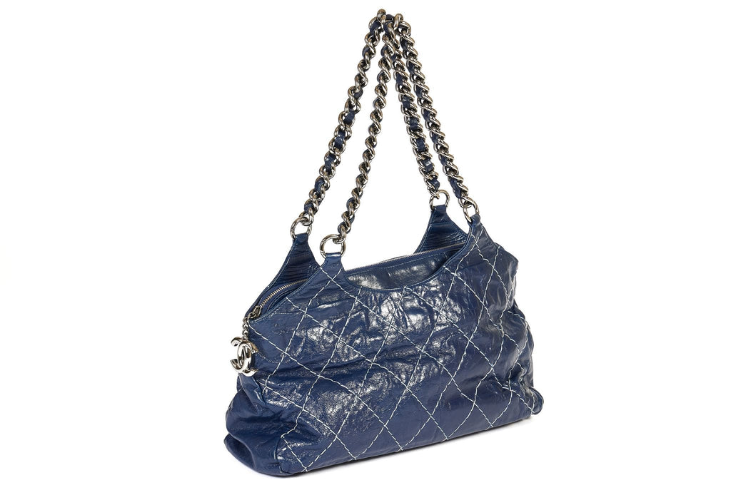 Chanel Dark Blue Distressed Shoulder Bag