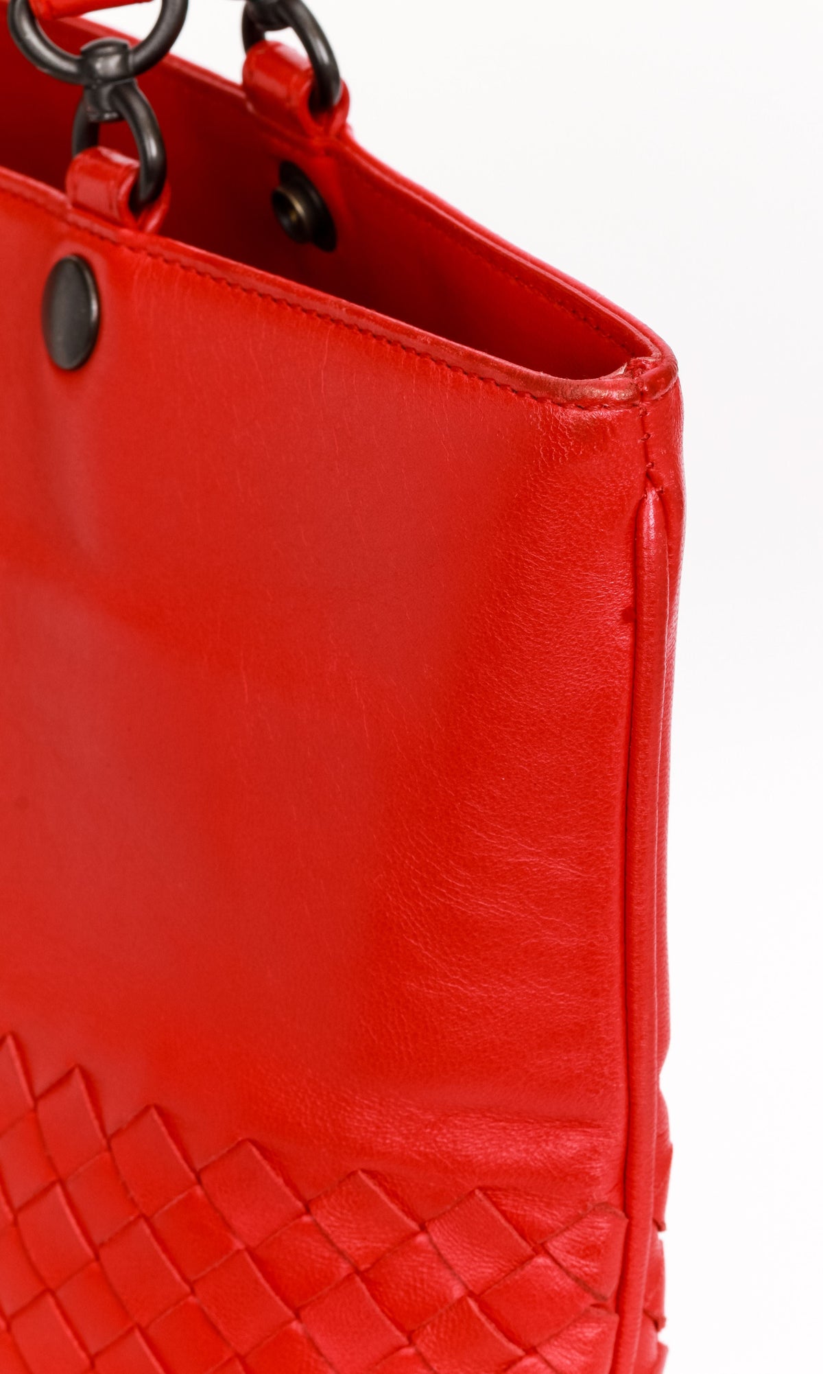 Bottega Intrecciato Red Lambskin Bag
