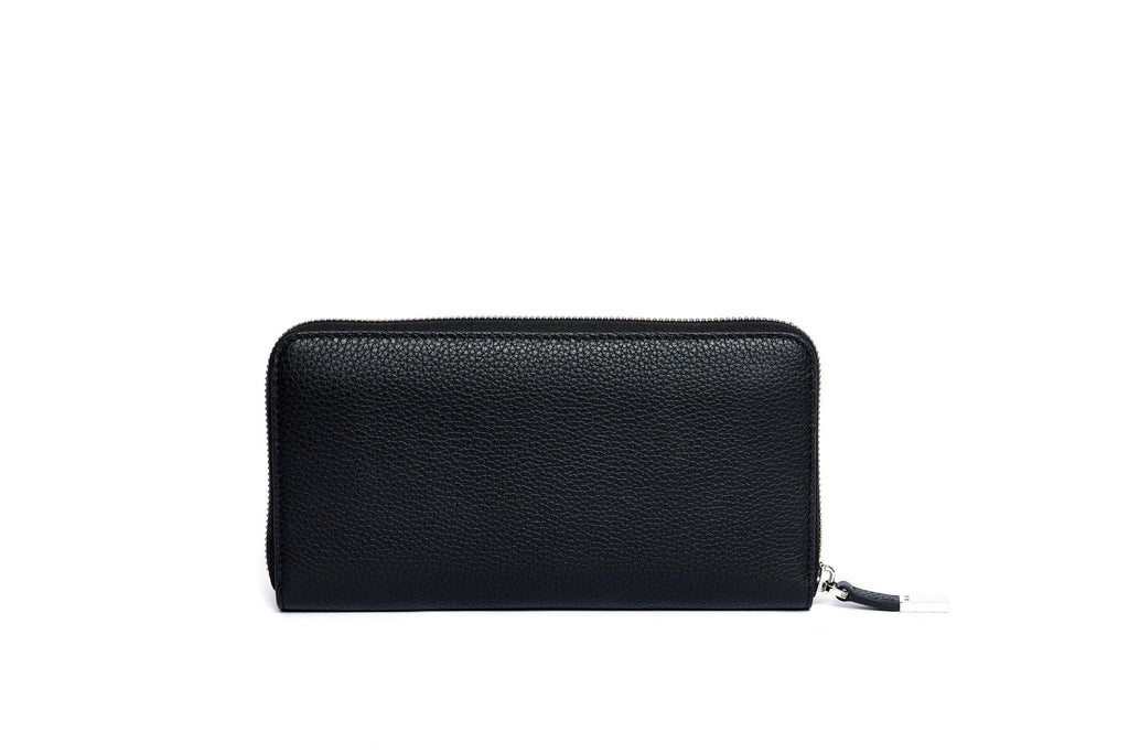 Dior New Black Leather Zip Around Wallet
