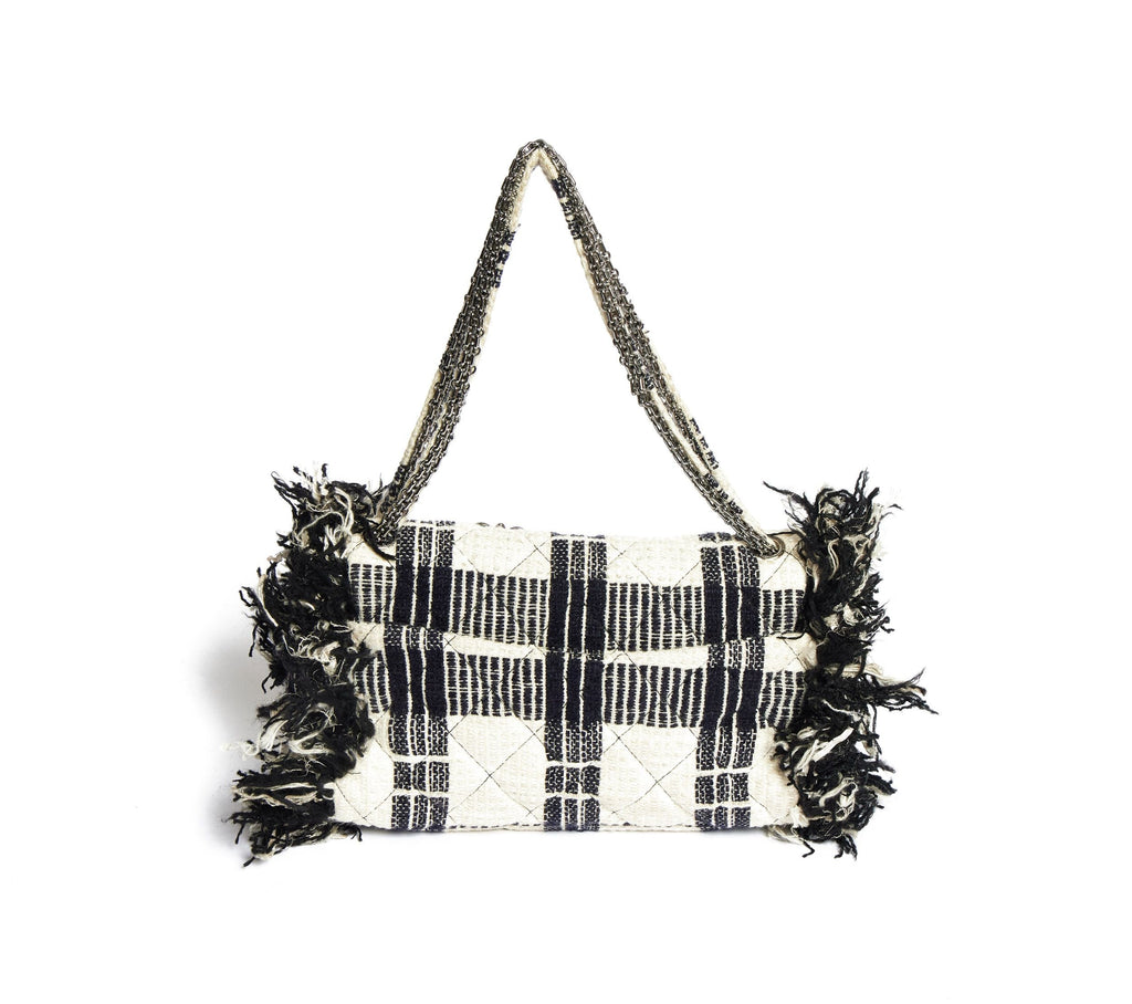 Chanel Fringe Bag Black White