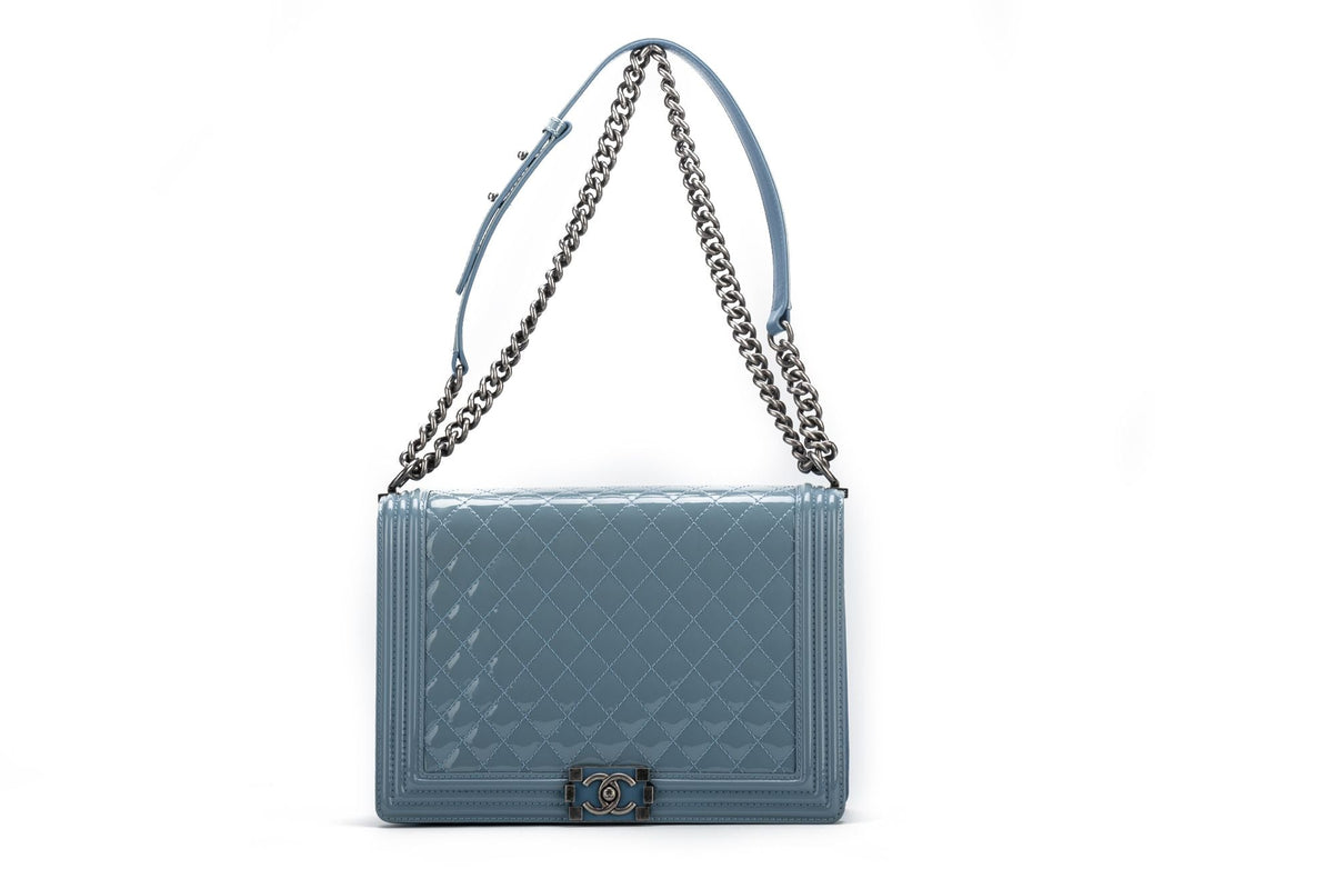 Chanel Celeste Patent Jumbo Boy Bag