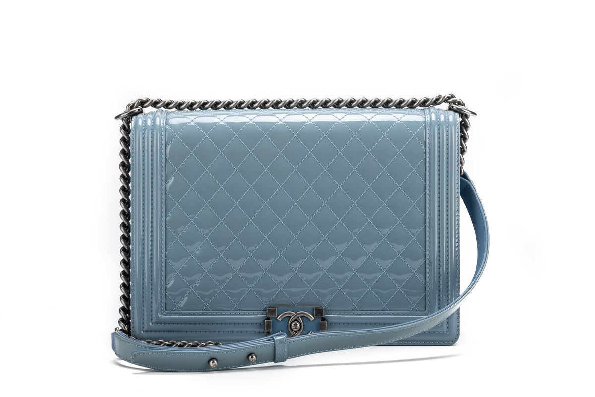Chanel Celeste Patent Jumbo Boy Bag