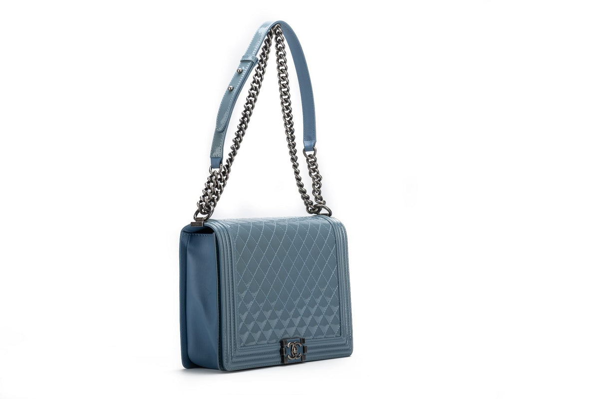 Chanel Celeste Patent Jumbo Boy Bag