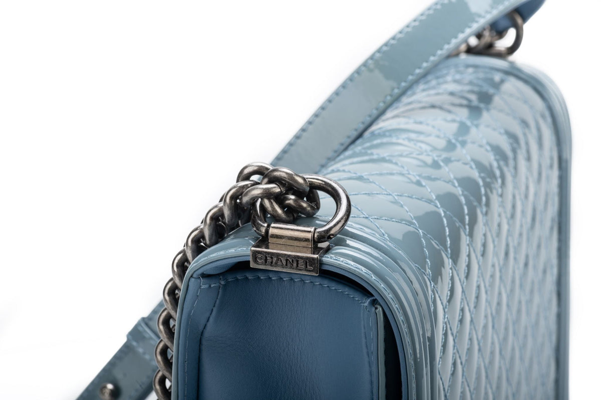 Chanel Celeste Patent Jumbo Boy Bag