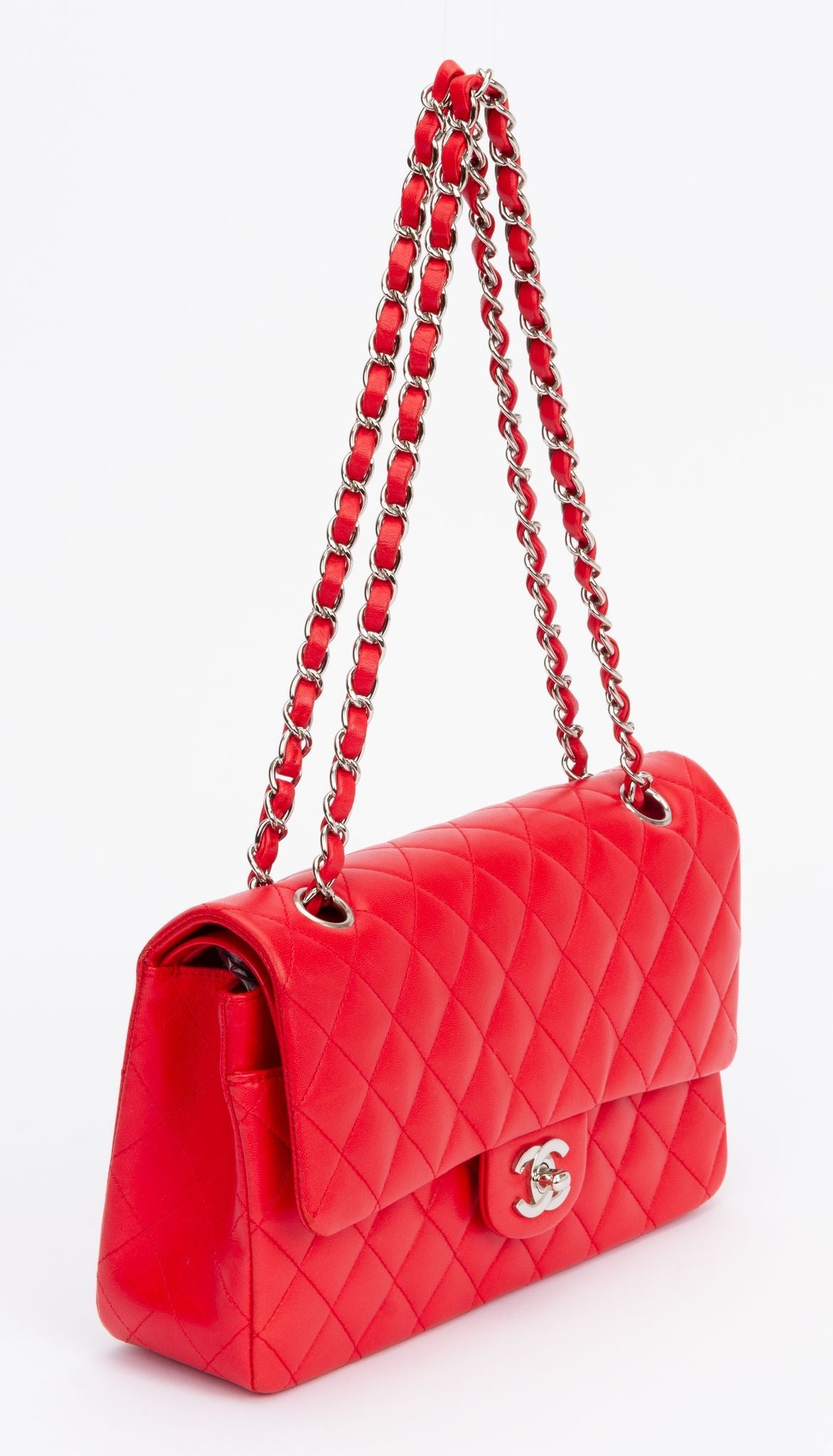 Chanel Bright Red 10 Double Flap Bag