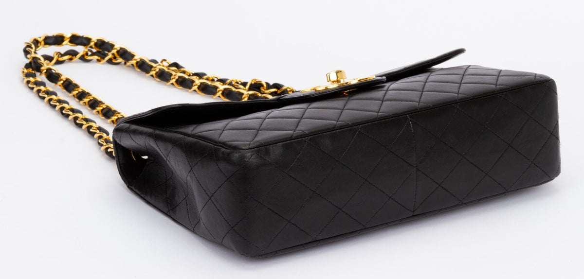 Chanel Jumbo Black 24kt Logo Flap Bag