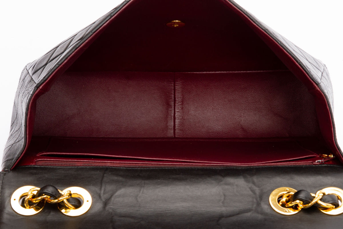 Chanel Jumbo Black 24kt Logo Flap Bag