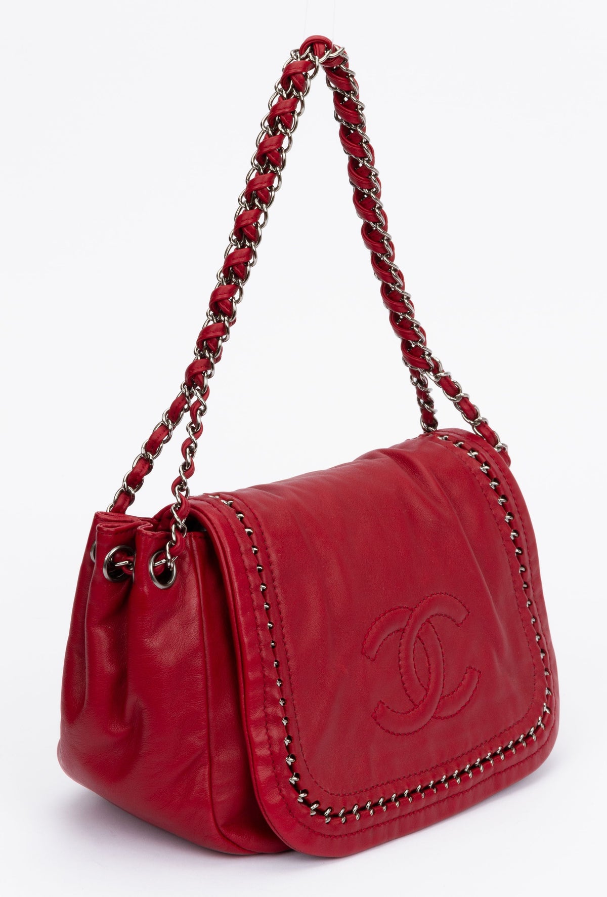 Chanel Cherry Red Inlay Chain Handbag