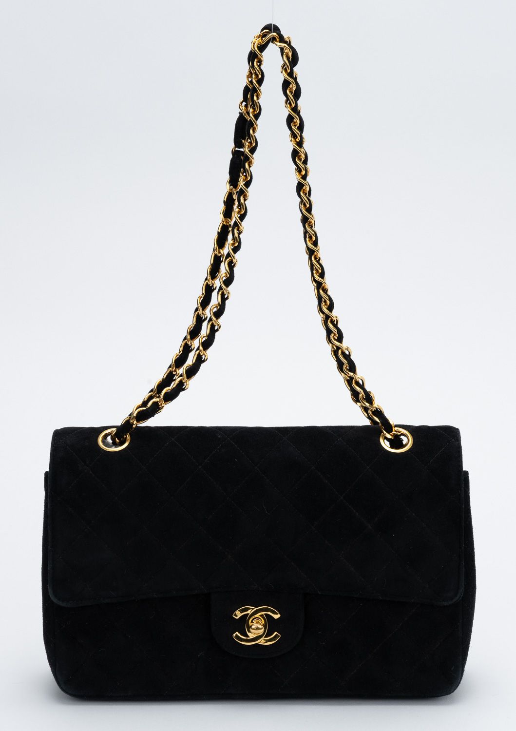 Chanel Black Suede Single Flap 10"