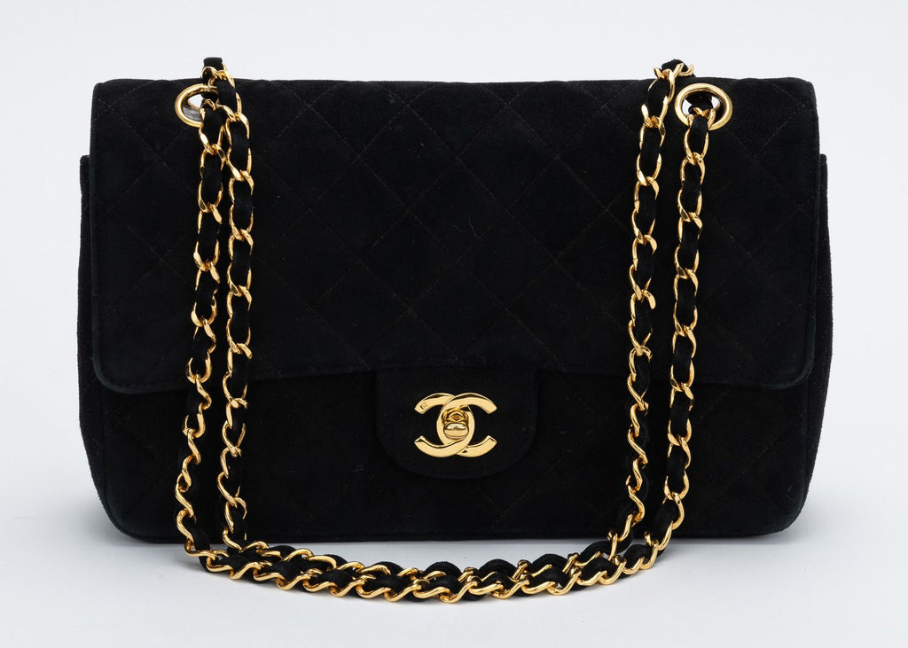 Chanel Black Suede Single Flap 10"