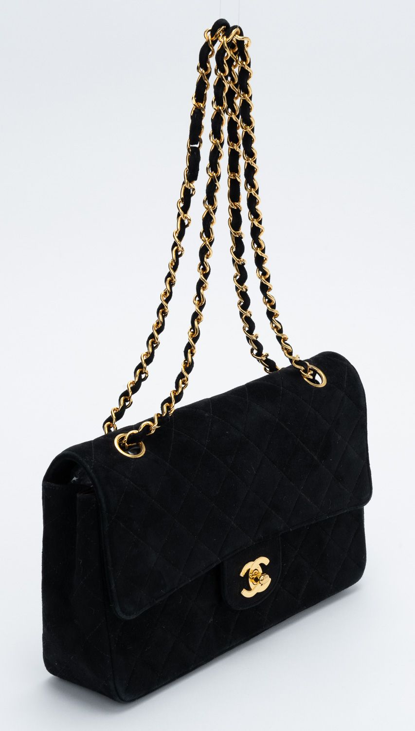 Chanel Black Suede Single Flap 10"