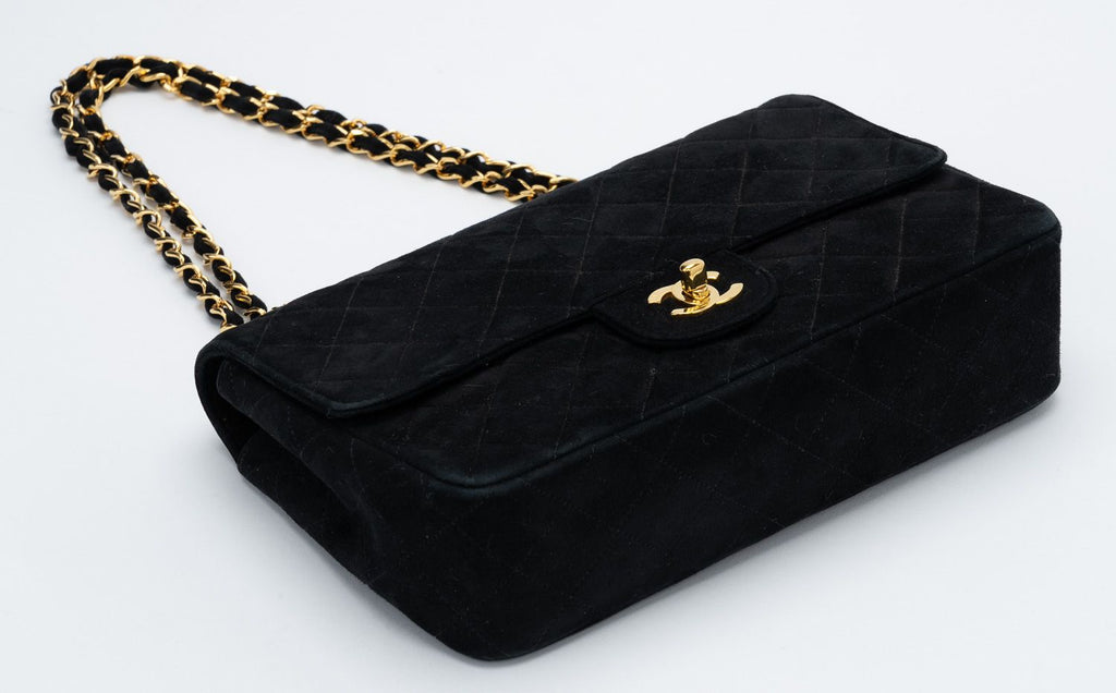 Chanel Black Suede Single Flap 10"